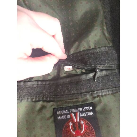 VTG Baur Original Tyroler Loden Wool Overcoat Green Sz. 48 - Picture 7 of 8